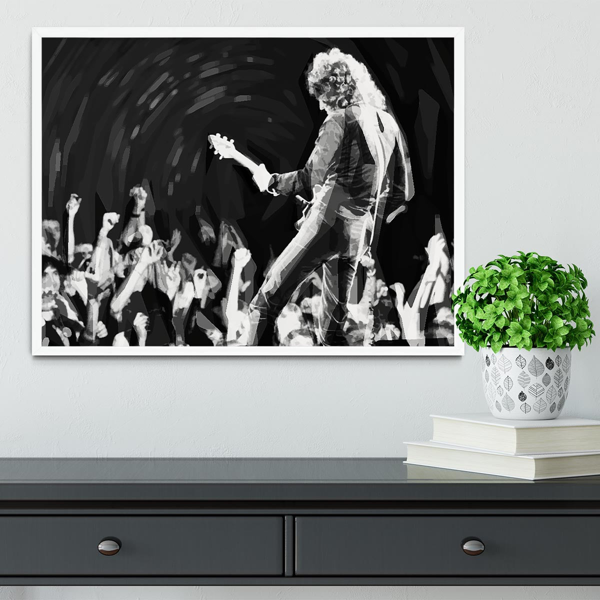 Brian May of Queen Pop Art Framed Print - Canvas Art Rocks -6
