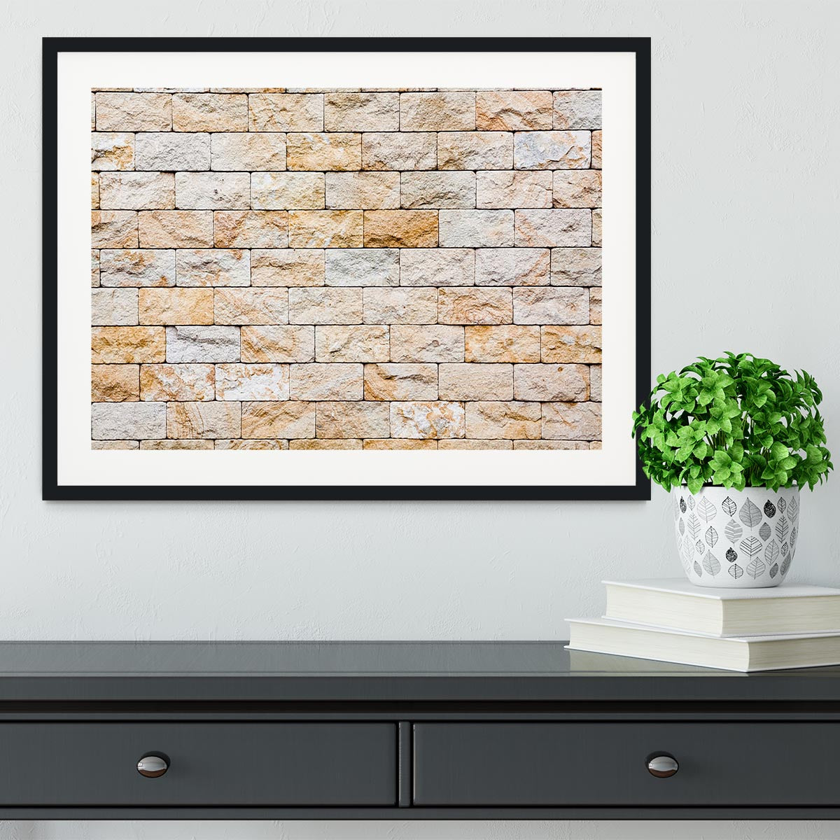 Brick stones wall Framed Print - Canvas Art Rocks - 1