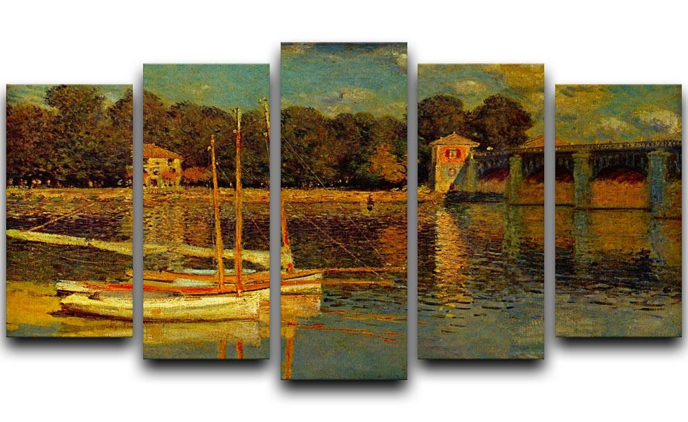 Bridge at Argenteuil by Monet 5 Split Panel Canvas  - Canvas Art Rocks - 1