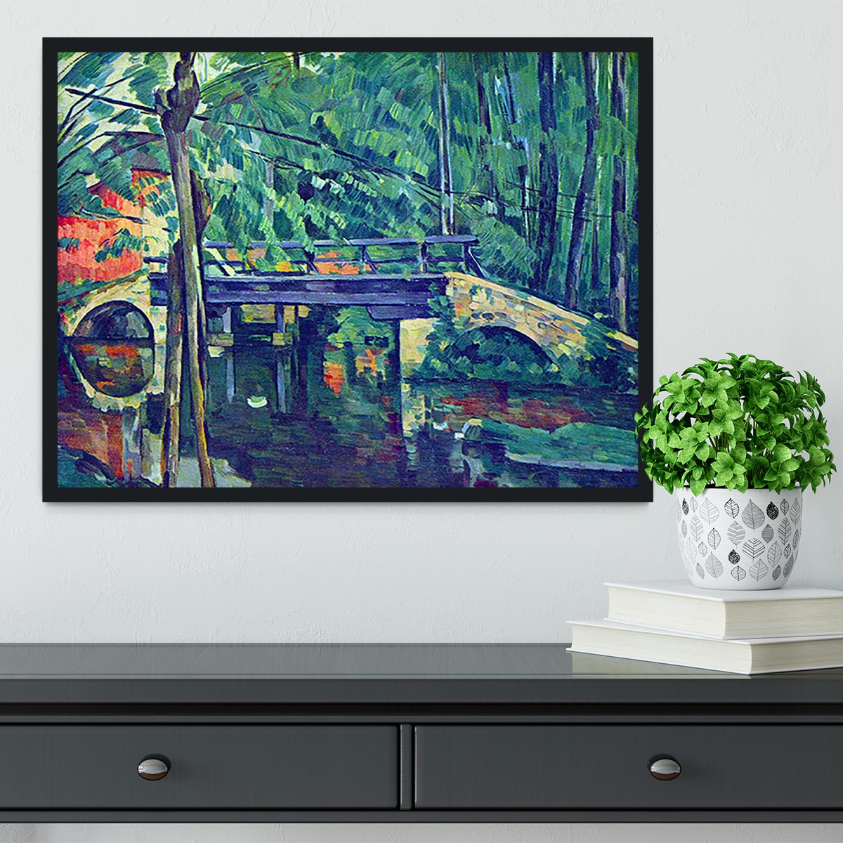 Bridge in the forest by Cezanne Framed Print - Canvas Art Rocks - 2