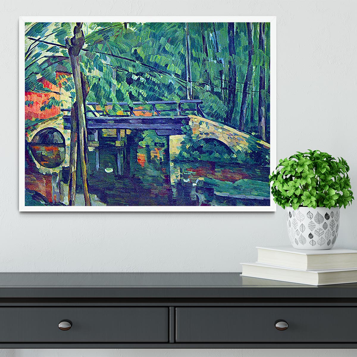 Bridge in the forest by Cezanne Framed Print - Canvas Art Rocks -6