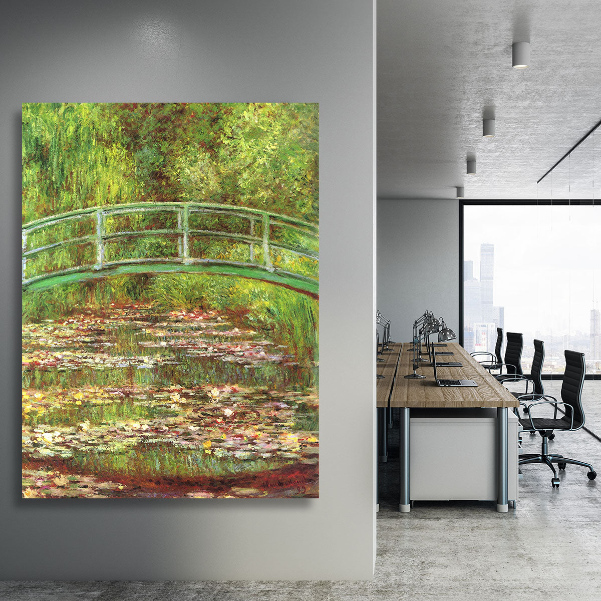 Bridge over the sea rose pond by Monet Canvas Print or Poster - Canvas Art Rocks - 3