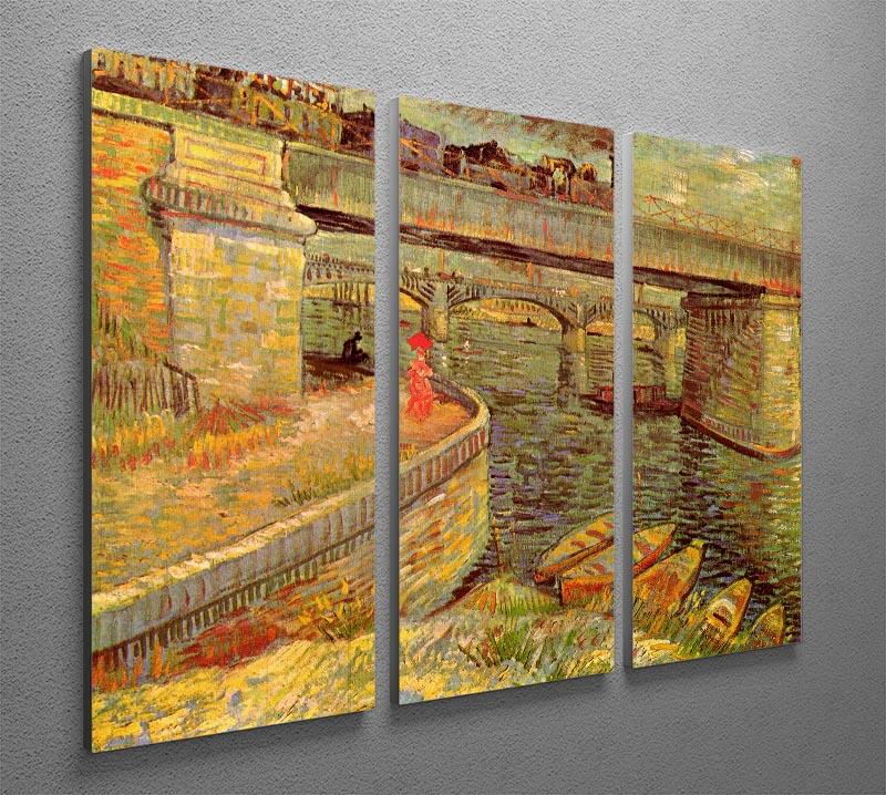 Bridges across the Seine at Asnieres by Van Gogh 3 Split Panel Canvas Print - Canvas Art Rocks - 4