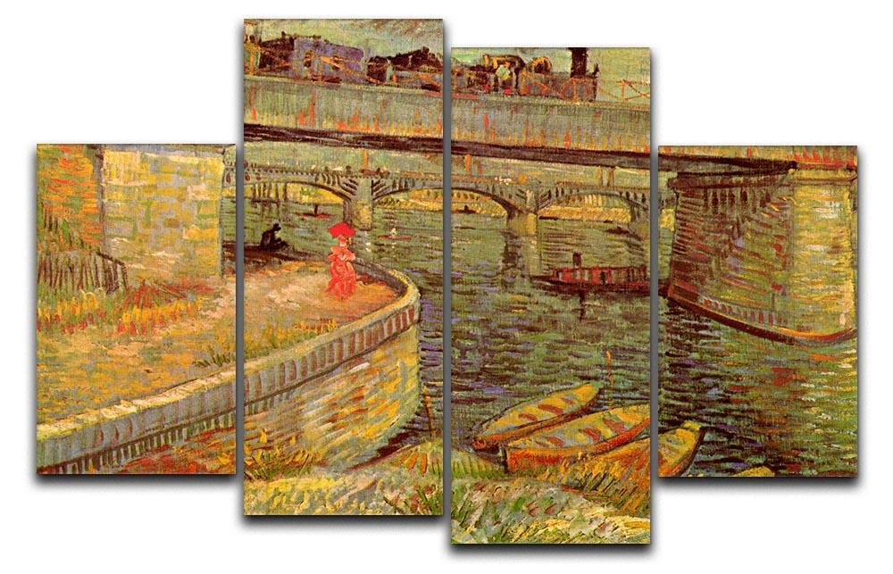 Bridges across the Seine at Asnieres by Van Gogh 4 Split Panel Canvas  - Canvas Art Rocks - 1
