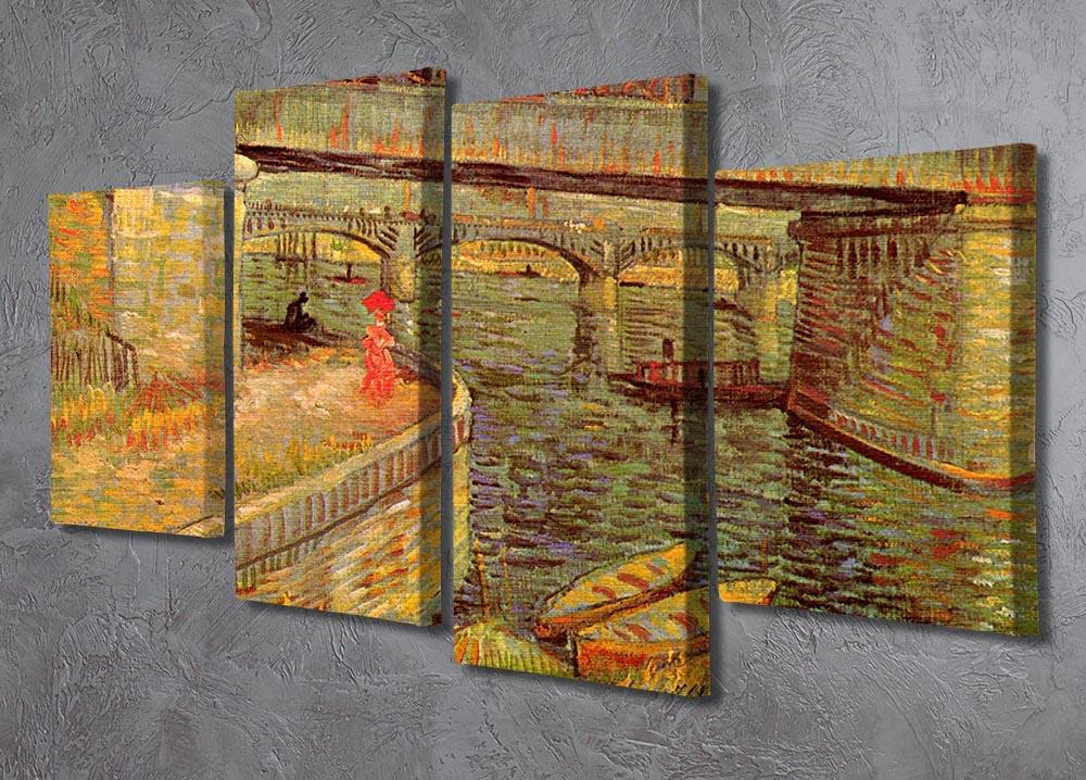 Bridges across the Seine at Asnieres by Van Gogh 4 Split Panel Canvas - Canvas Art Rocks - 2