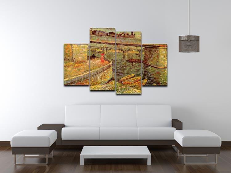 Bridges across the Seine at Asnieres by Van Gogh 4 Split Panel Canvas - Canvas Art Rocks - 3