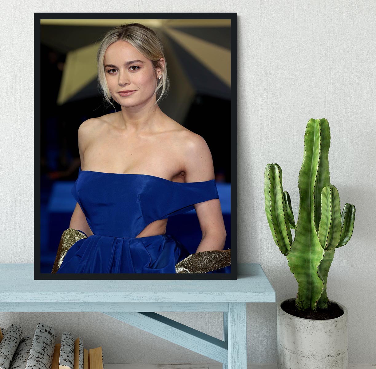 Brie Larson in blue Framed Print - Canvas Art Rocks - 2