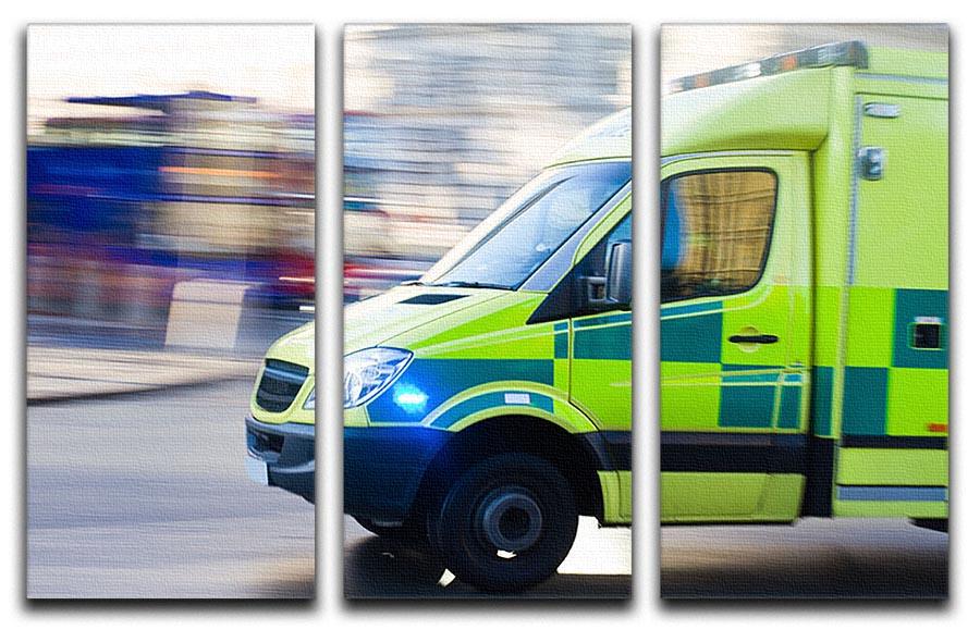 British ambulance in motion blur 3 Split Panel Canvas Print - Canvas Art Rocks - 1
