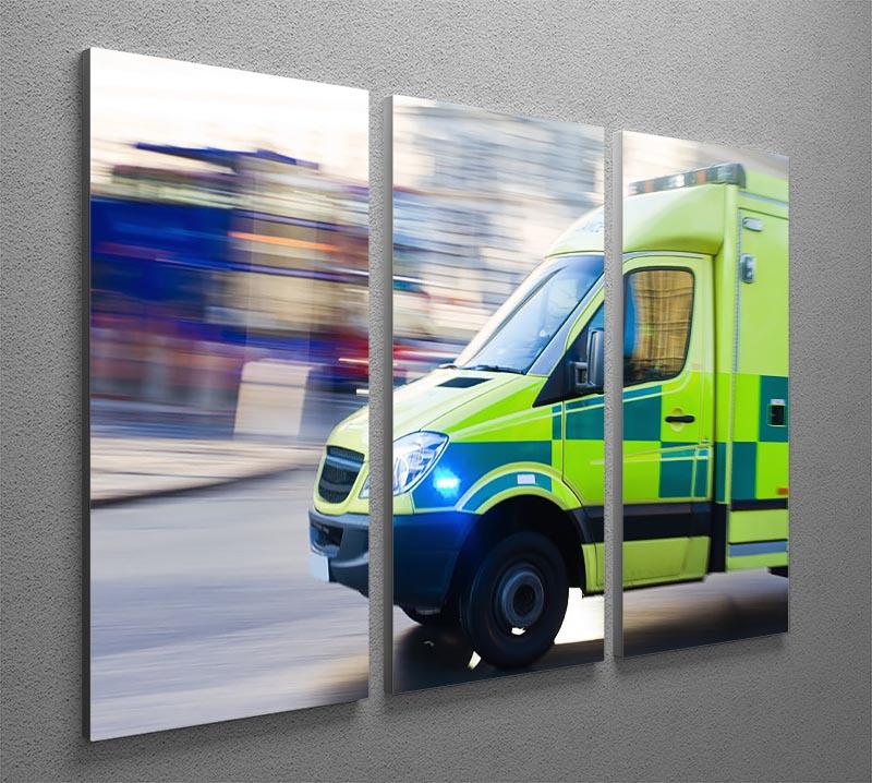 British ambulance in motion blur 3 Split Panel Canvas Print - Canvas Art Rocks - 2