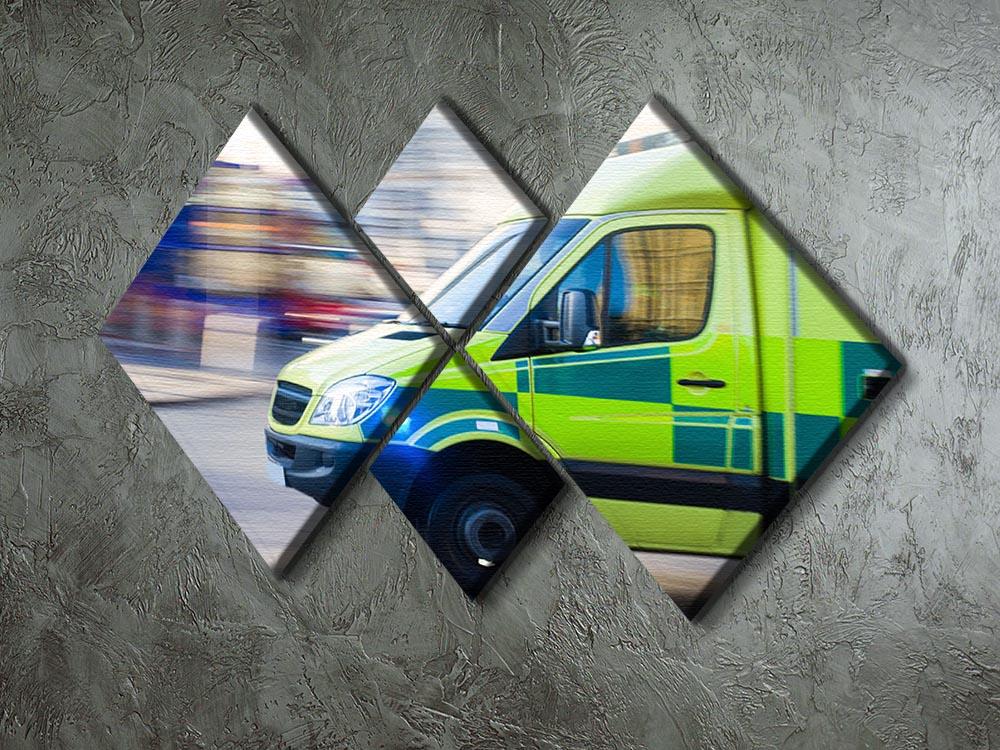 British ambulance in motion blur 4 Square Multi Panel Canvas  - Canvas Art Rocks - 2