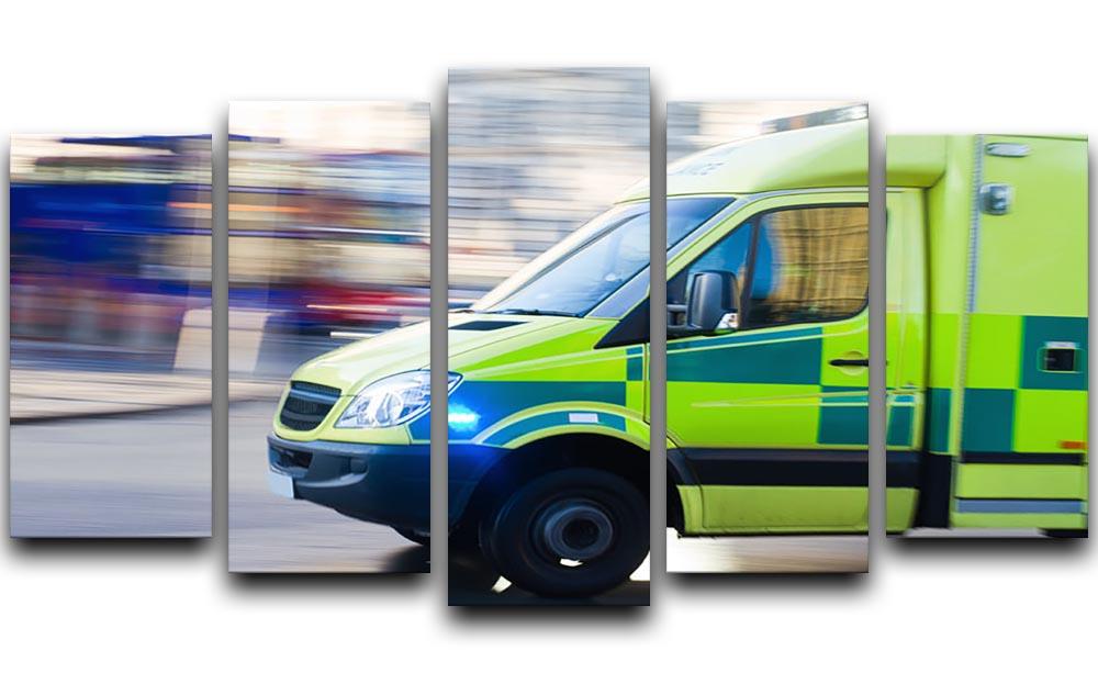 British ambulance in motion blur 5 Split Panel Canvas  - Canvas Art Rocks - 1