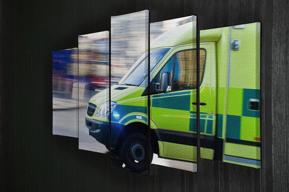 British ambulance in motion blur 5 Split Panel Canvas  - Canvas Art Rocks - 2
