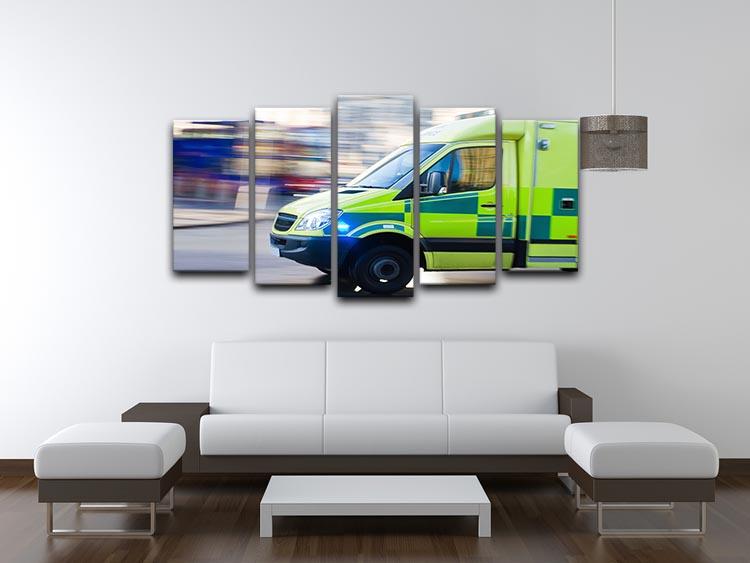 British ambulance in motion blur 5 Split Panel Canvas  - Canvas Art Rocks - 3