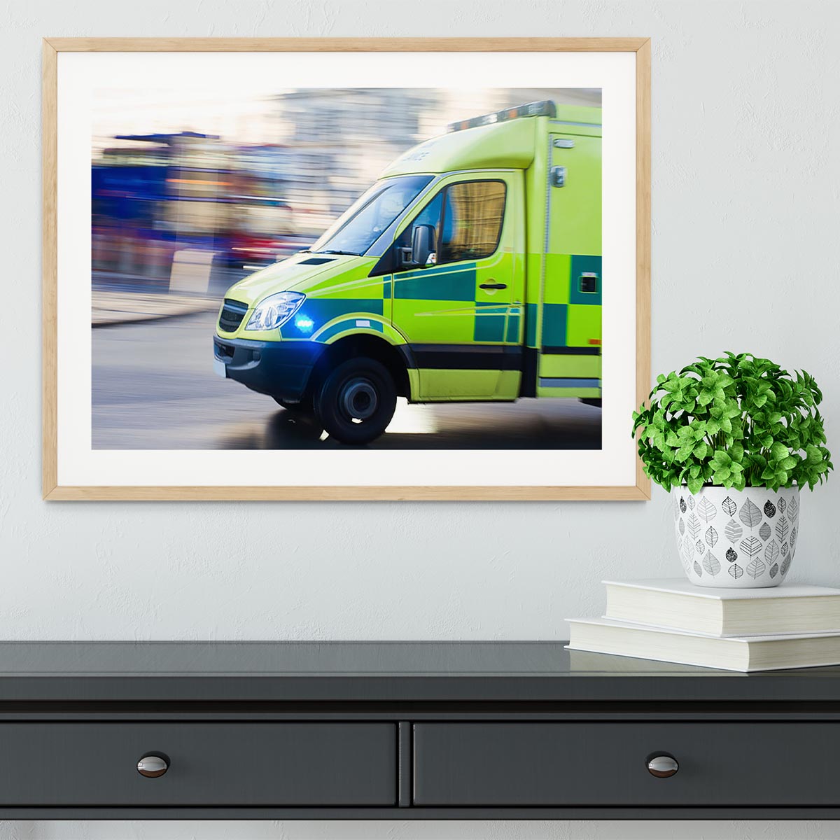 British ambulance in motion blur Framed Print - Canvas Art Rocks - 3