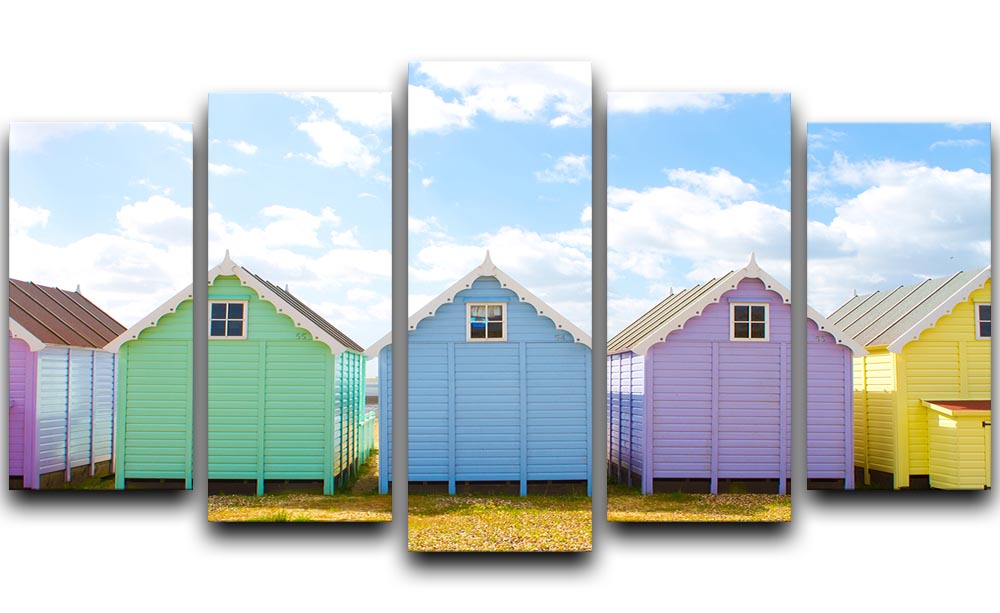 British beach huts on a bright sunny day 5 Split Panel Canvas - Canvas Art Rocks - 1