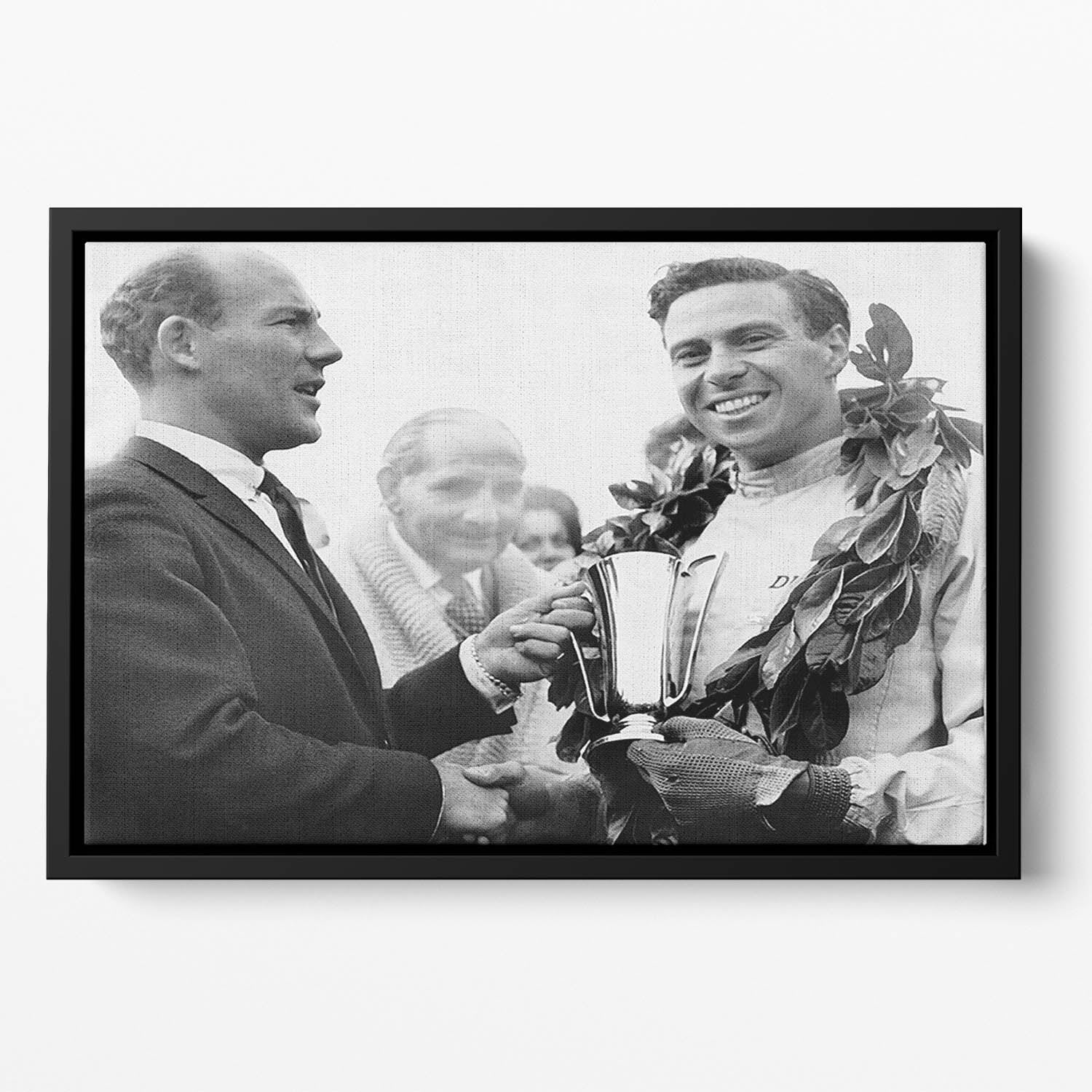 British racing drivers Jim Clark and Stirling Moss Floating Framed Canvas
