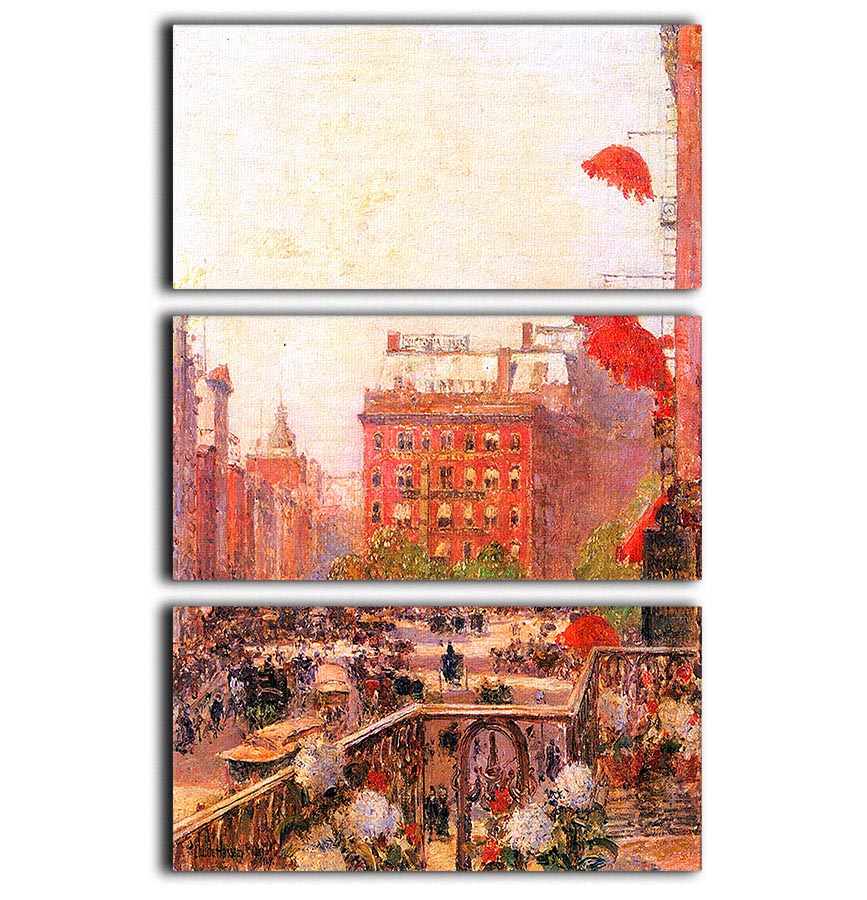 Broadway and Fifth Avenue by Hassam 3 Split Panel Canvas Print - Canvas Art Rocks - 1