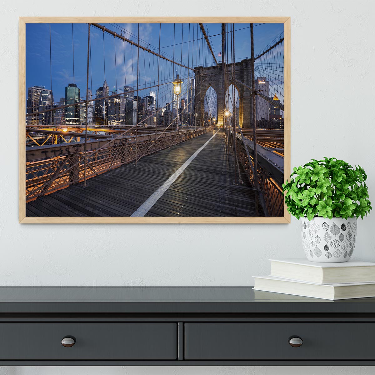 Brooklyn Bridge at sunrise Framed Print - Canvas Art Rocks - 4