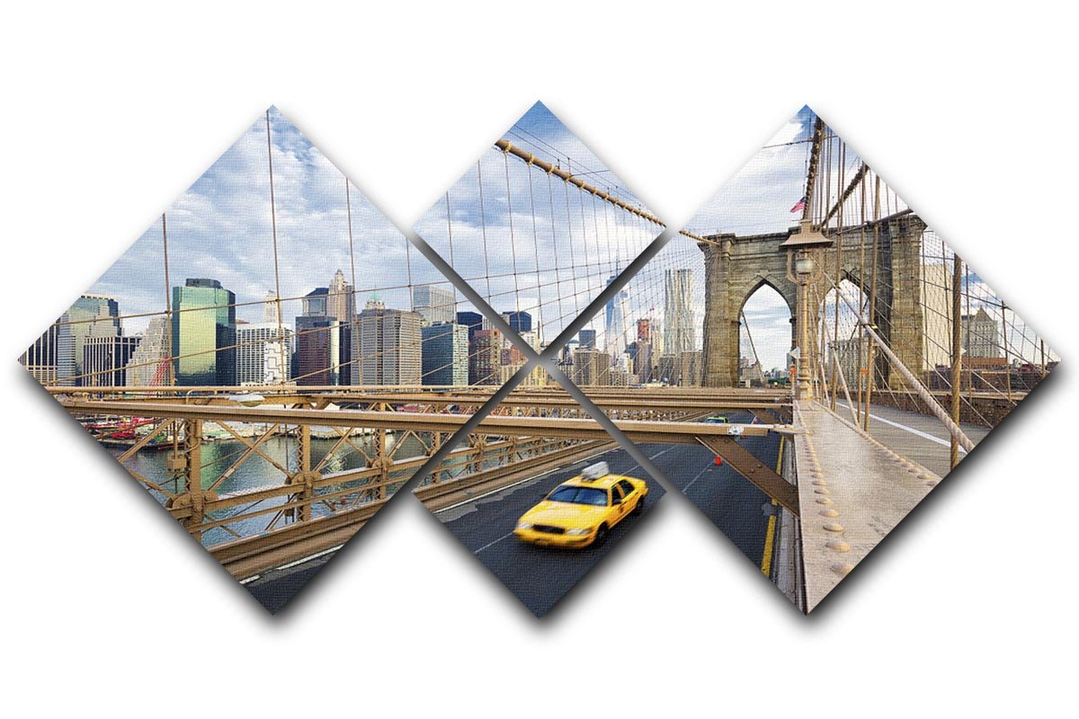 Brooklyn Bridge in New York City 4 Square Multi Panel Canvas  - Canvas Art Rocks - 1