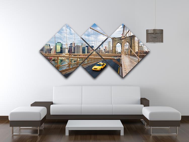 Brooklyn Bridge in New York City 4 Square Multi Panel Canvas  - Canvas Art Rocks - 3