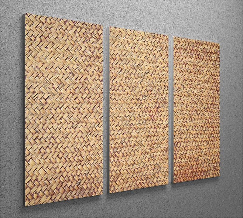 Brown rattan weave 3 Split Panel Canvas Print - Canvas Art Rocks - 2