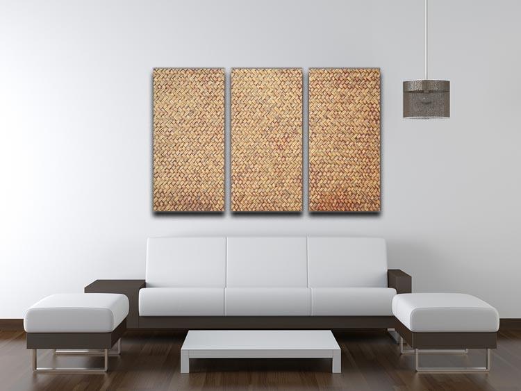 Brown rattan weave 3 Split Panel Canvas Print - Canvas Art Rocks - 3