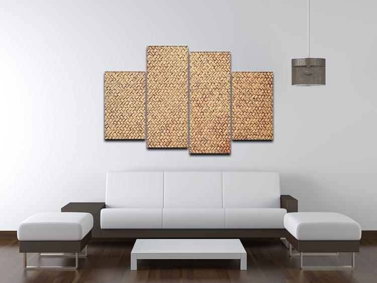 Brown rattan weave 4 Split Panel Canvas  - Canvas Art Rocks - 3