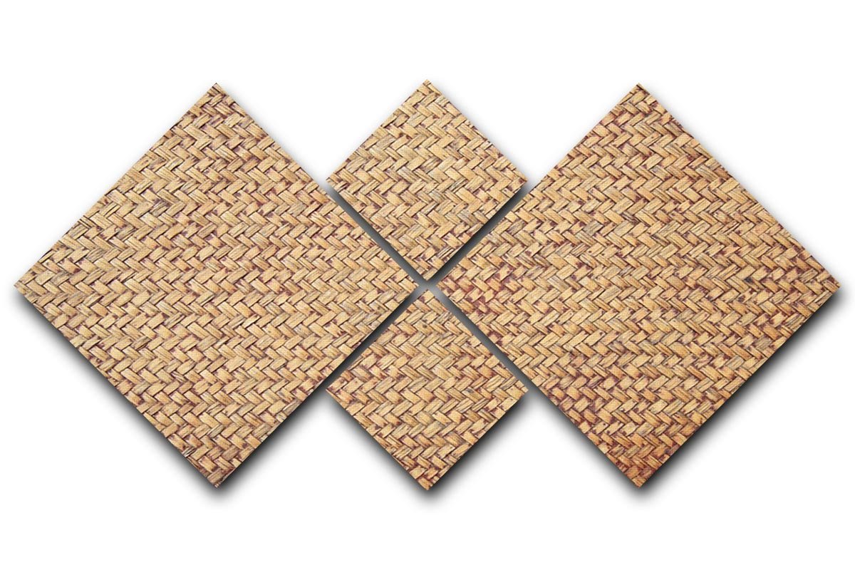 Brown rattan weave 4 Square Multi Panel Canvas  - Canvas Art Rocks - 1