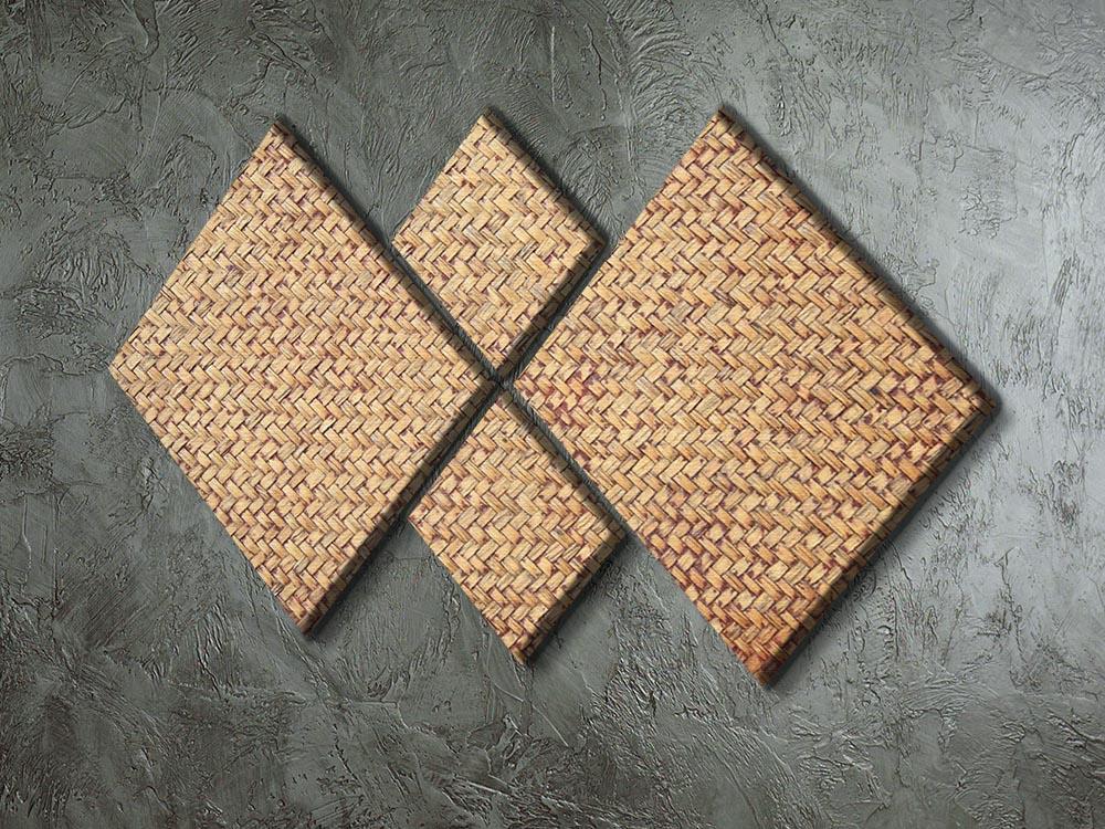 Brown rattan weave 4 Square Multi Panel Canvas  - Canvas Art Rocks - 2