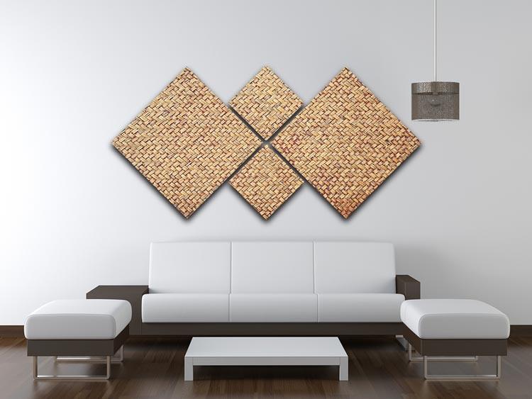 Brown rattan weave 4 Square Multi Panel Canvas  - Canvas Art Rocks - 3