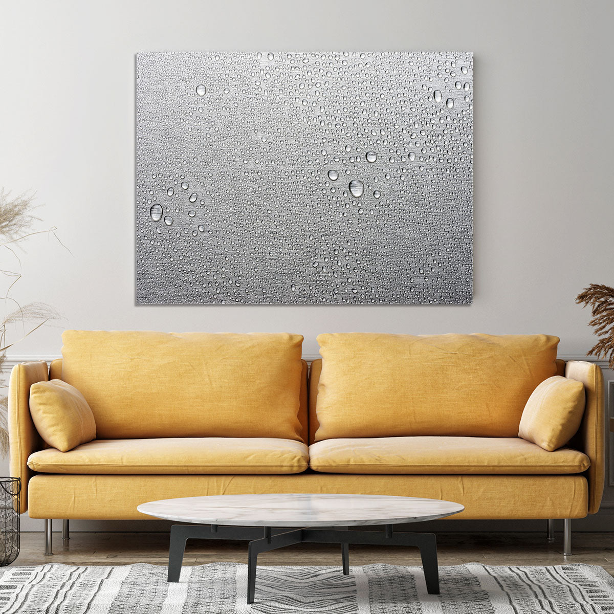 Brushed metal surface with water Canvas Print or Poster - Canvas Art Rocks - 4