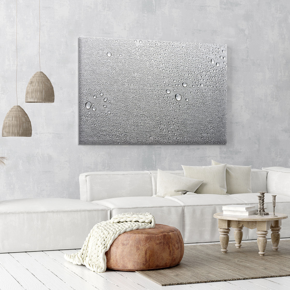 Brushed metal surface with water Canvas Print or Poster - Canvas Art Rocks - 6