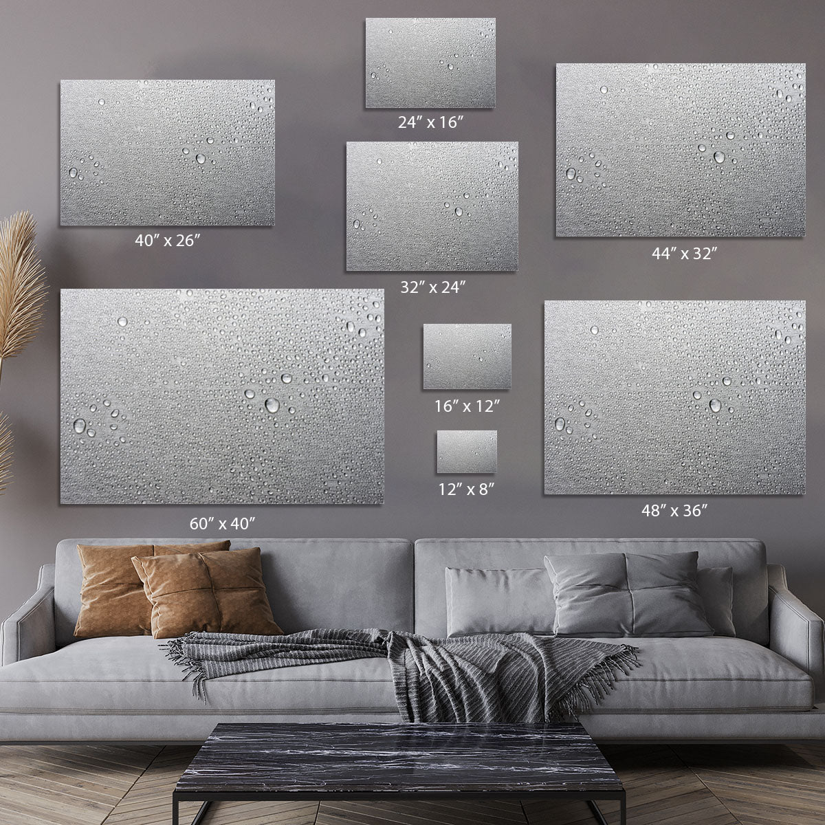 Brushed metal surface with water Canvas Print or Poster - Canvas Art Rocks - 7