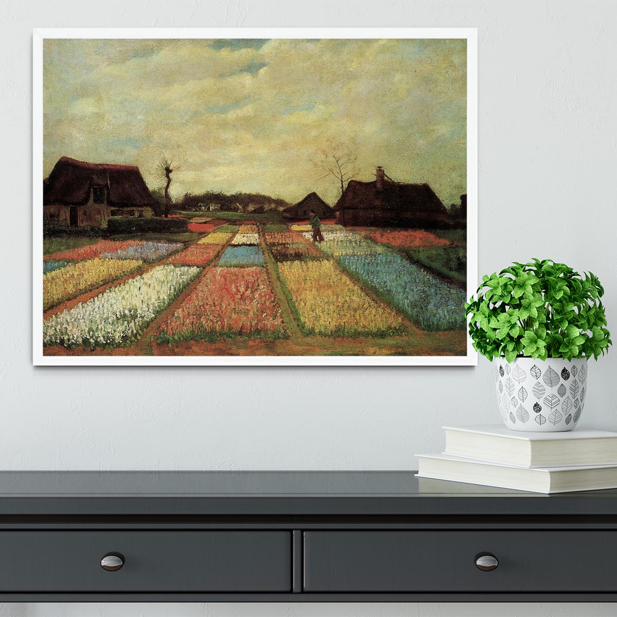 Bulb Fields by Van Gogh Framed Print - Canvas Art Rocks -6