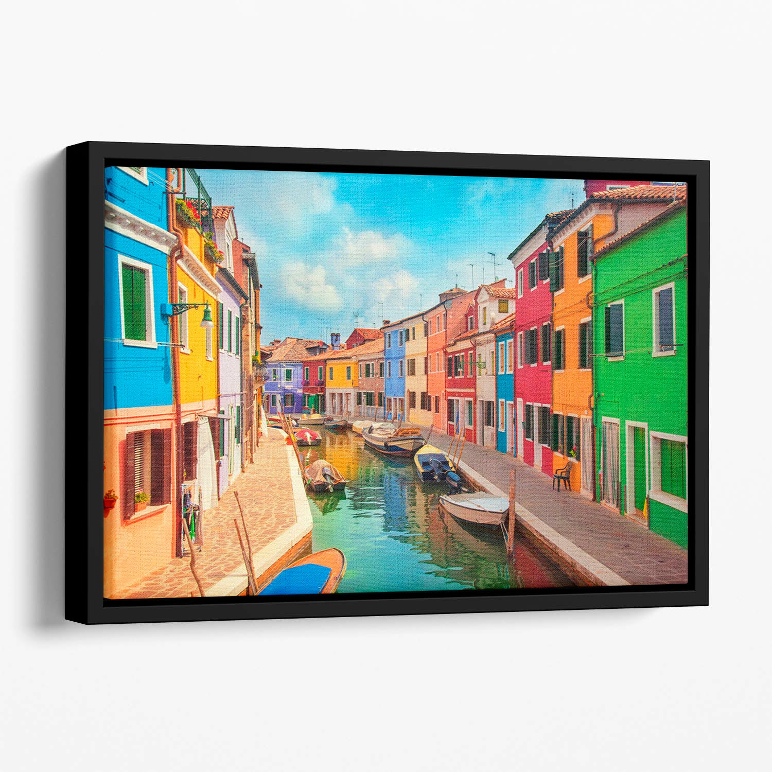 Burano Venetian Lagoon Floating Framed Canvas