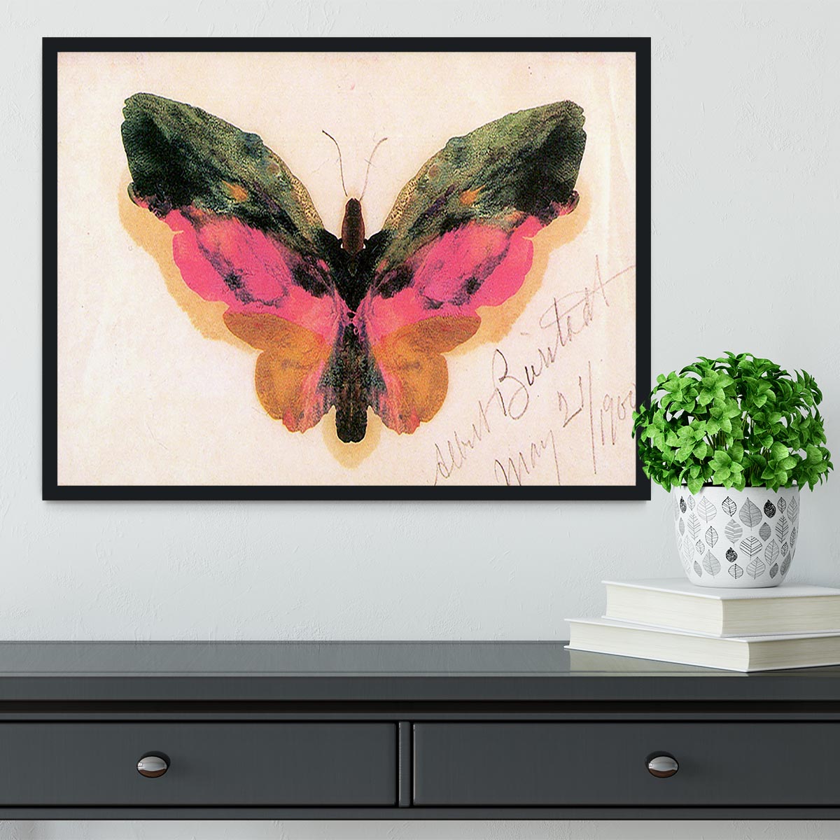 Butterfly by Bierstadt Framed Print - Canvas Art Rocks - 2