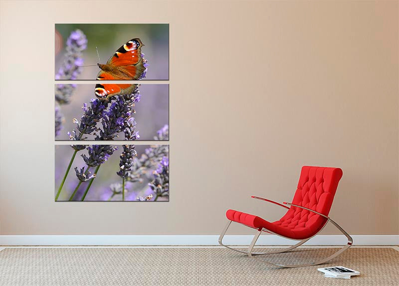 Butterfly on Lavender 3 Split Panel Canvas Print - Canvas Art Rocks - 2