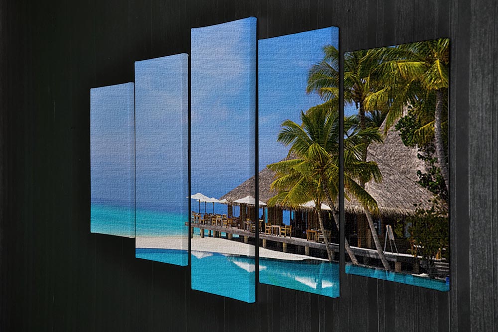 Cafe and pool on a tropical beach 5 Split Panel Canvas - Canvas Art Rocks - 2