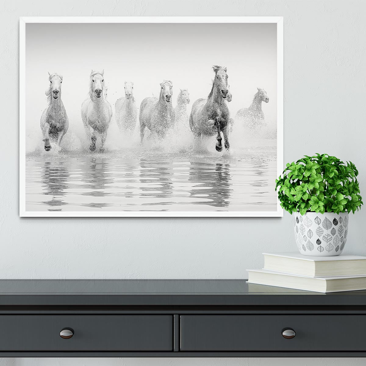 Camargue Horses Framed Print - Canvas Art Rocks -6