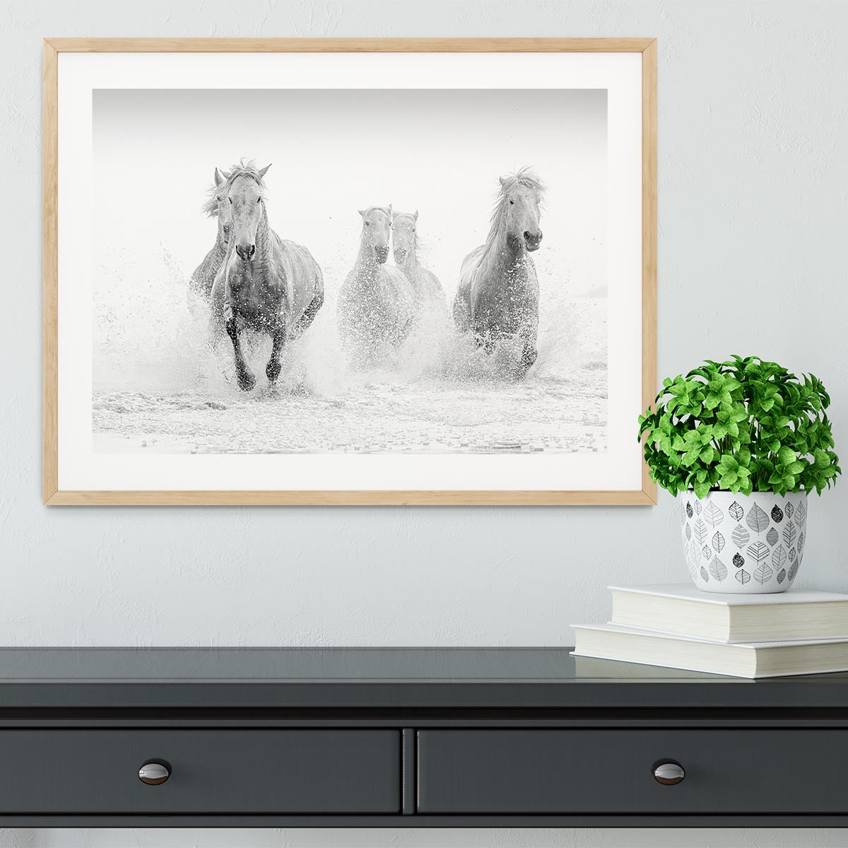 Camargue Horses running Framed Print - Canvas Art Rocks - 3