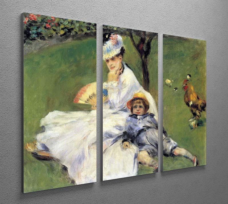 Camille Monet and her son Jean in the garden of Argenteuil by Renoir 3 Split Panel Canvas Print - Canvas Art Rocks - 2