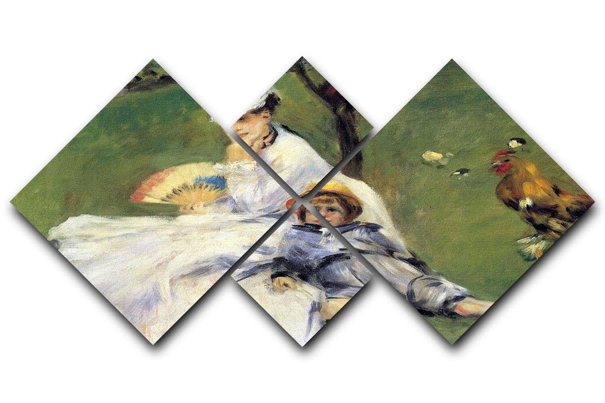 Camille Monet and her son Jean in the garden of Argenteuil by Renoir 4 Square Multi Panel Canvas  - Canvas Art Rocks - 1