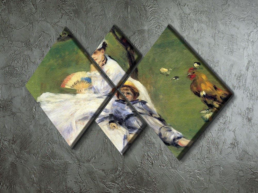 Camille Monet and her son Jean in the garden of Argenteuil by Renoir 4 Square Multi Panel Canvas - Canvas Art Rocks - 2