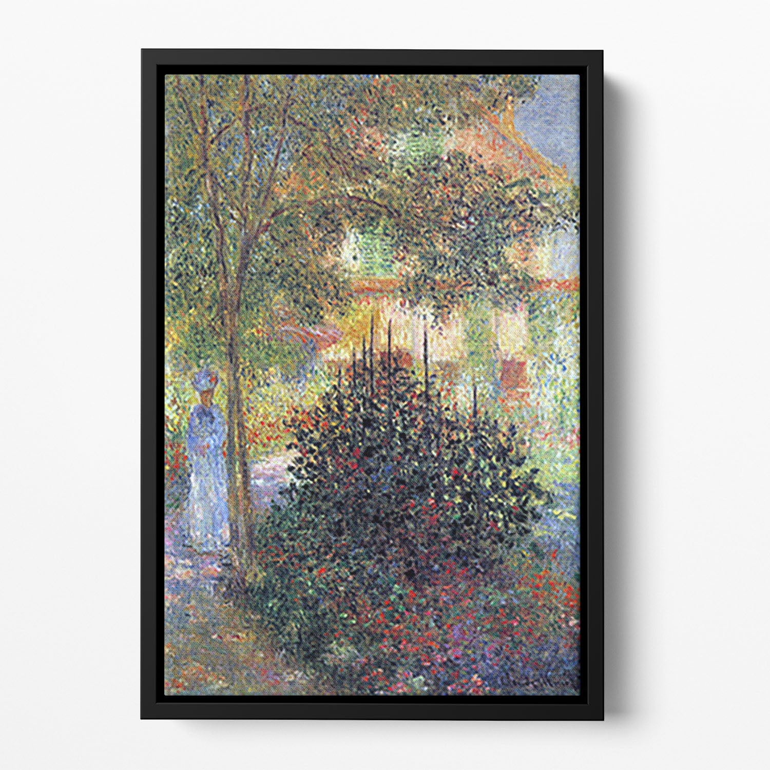 Camille in the garden of the house in Argenteuil by Monet Floating Framed Canvas