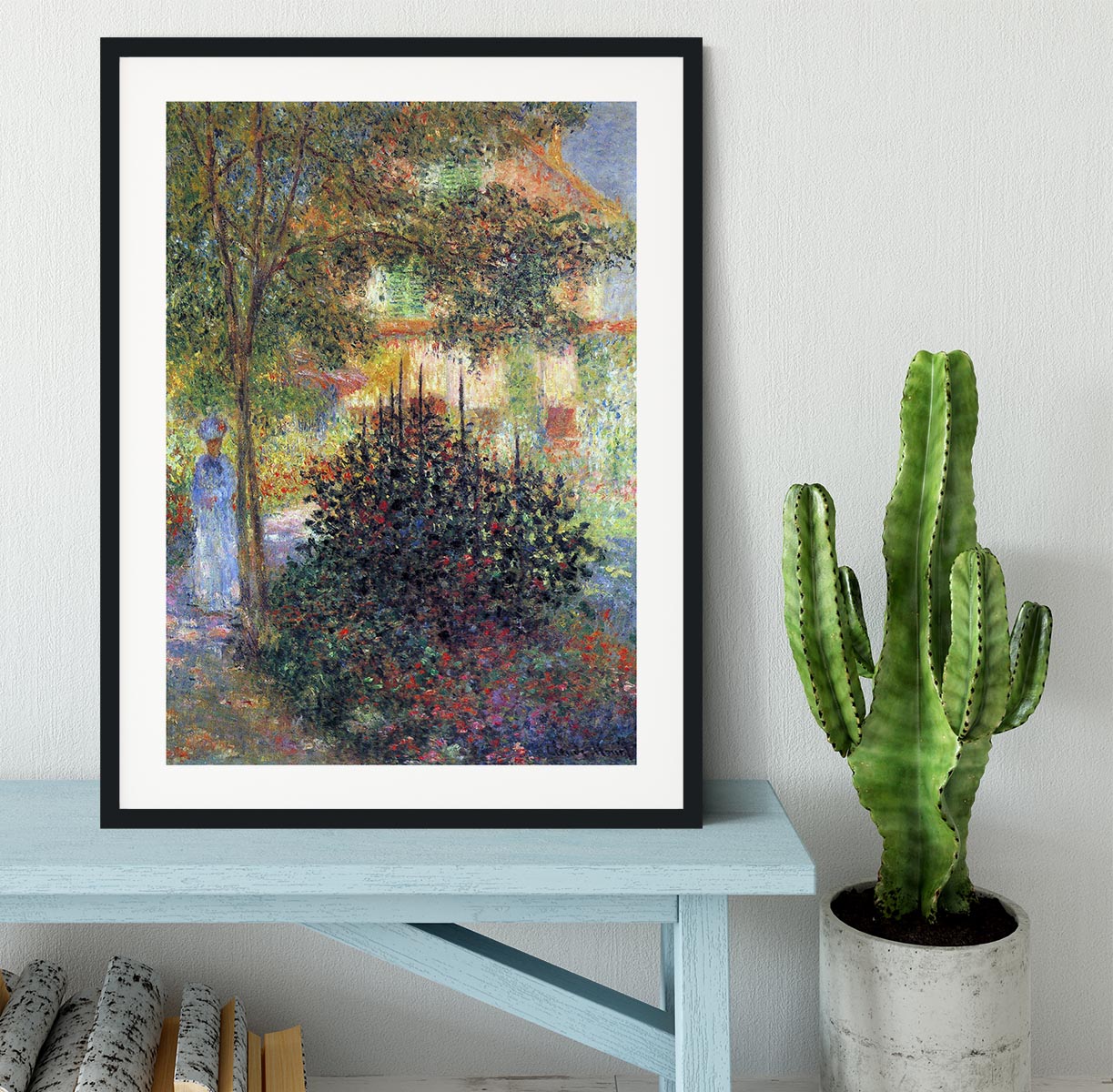 Camille in the garden of the house in Argenteuil by Monet Framed Print - Canvas Art Rocks - 1