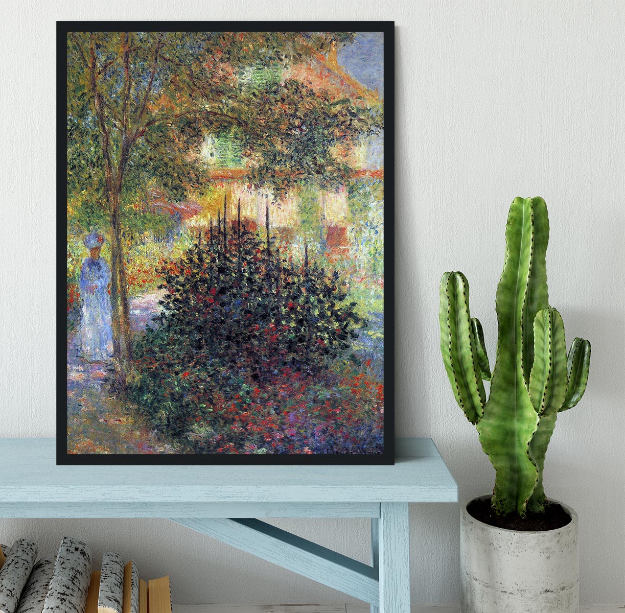 Camille in the garden of the house in Argenteuil by Monet Framed Print - Canvas Art Rocks - 2