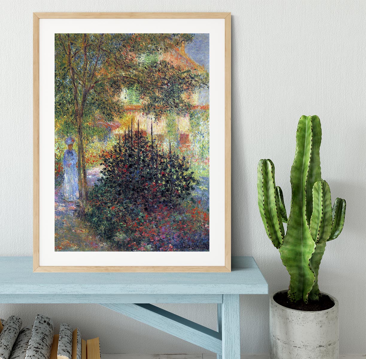 Camille in the garden of the house in Argenteuil by Monet Framed Print - Canvas Art Rocks - 3
