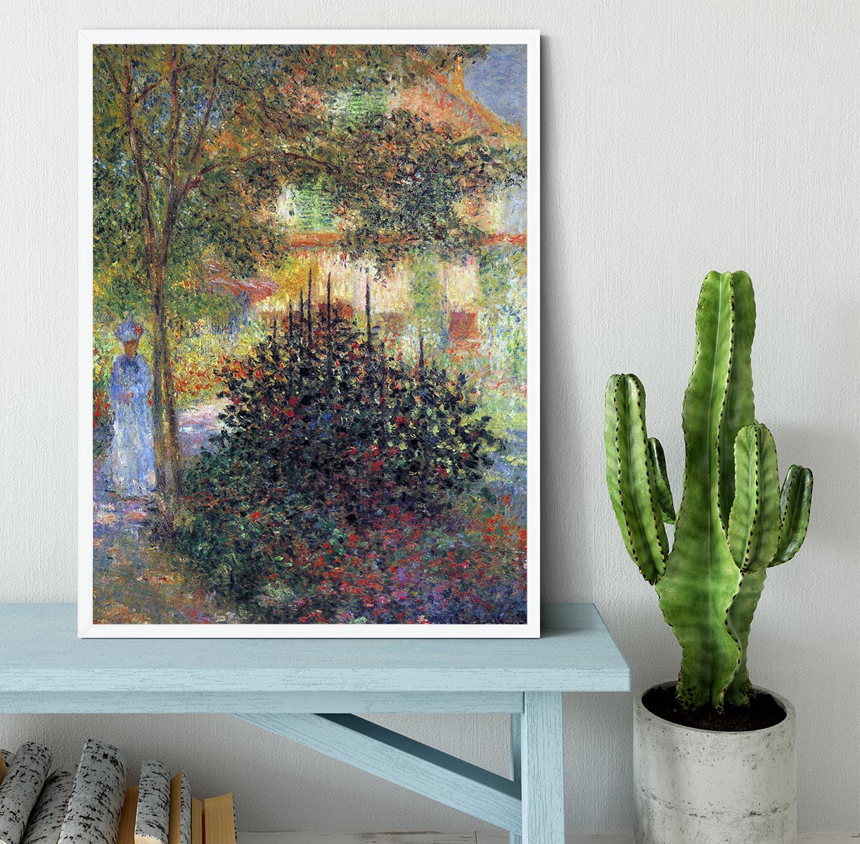 Camille in the garden of the house in Argenteuil by Monet Framed Print - Canvas Art Rocks -6