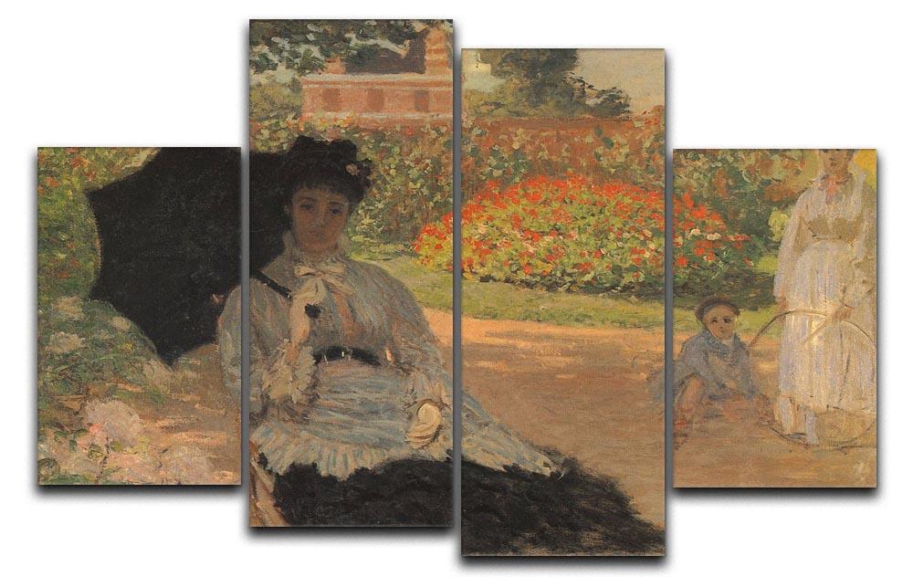 Camille in the garden with Jean and his nanny by Monet 4 Split Panel Canvas  - Canvas Art Rocks - 1