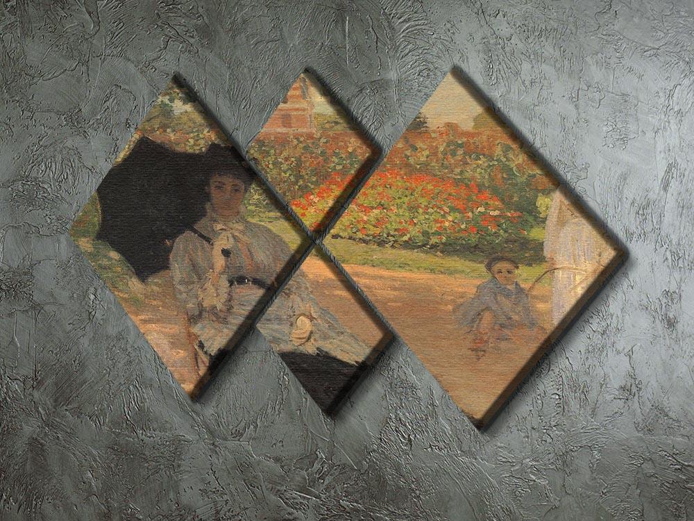 Camille in the garden with Jean and his nanny by Monet 4 Square Multi Panel Canvas - Canvas Art Rocks - 2